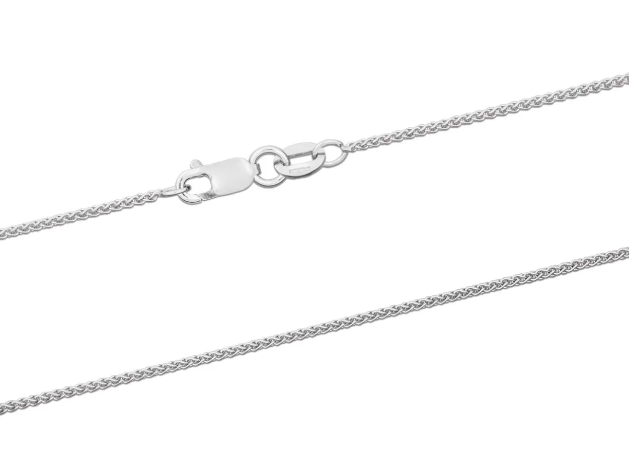 18ct White Gold 1.0mm Round Spiga Chain 18"/45cm Hallmarked