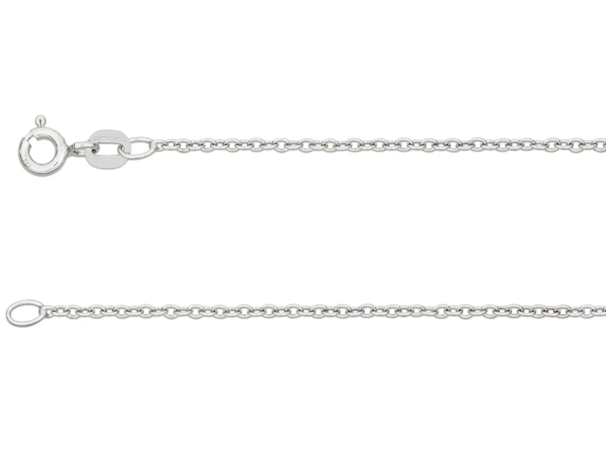 9ct White Gold 1.5mm Round Trace Chain 18"/45cm Hallmarked