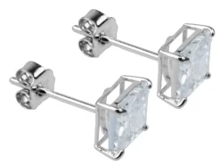 9ct White Gold 5mm Square Cubic Zirconia Stud Earrings