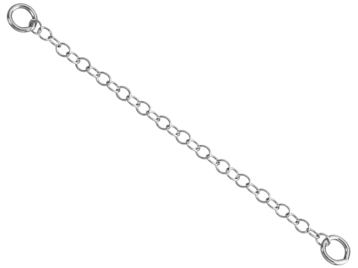 9ct White Gold 1.9mm Trace Safety Chain For Bracelet 6.0cm/2.4", 100% Recycled Gold
