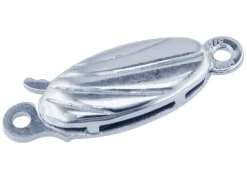 9ct White Gold 1 Row Oval Patterned Clasp, 12.00mm X 5.70mm
