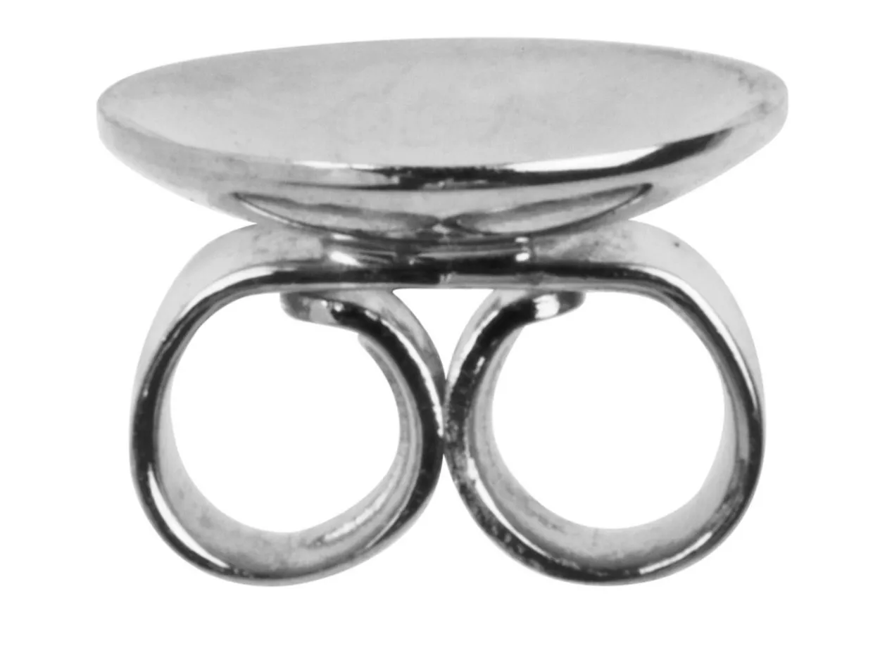 18ct White Gold Scroll On 7mm Domed Disc