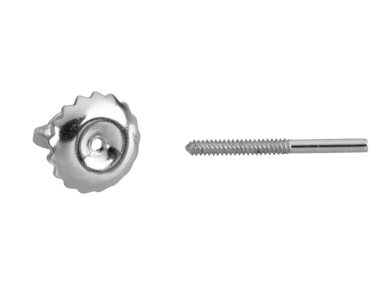 18ct White Gold Threaded French Wire And Scroll Heavyweight, 100% Recycled Gold