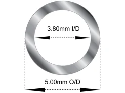 9ct White Gold Tube, Ref 1, Outside Diameter 5.0mm, Inside Diameter 3.8mm, 0.6mm Wall Thickness, 100% Recycled Gold