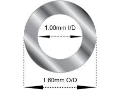 18ct White Gold Tube, Ref 12, Outside Diameter 1.6mm Inside Diameter 1.0mm, 0.3mm Wall Thickness, 100% Recycled Gold