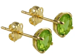9ct Yellow Gold Birthstone Earrings 5mm Round Peridot - August