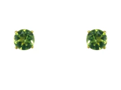 9ct Yellow Gold Birthstone Earrings 5mm Round Peridot - August