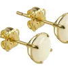 9ct Yellow Gold Birthstone Earrings 5mm Round Solid Opal - October