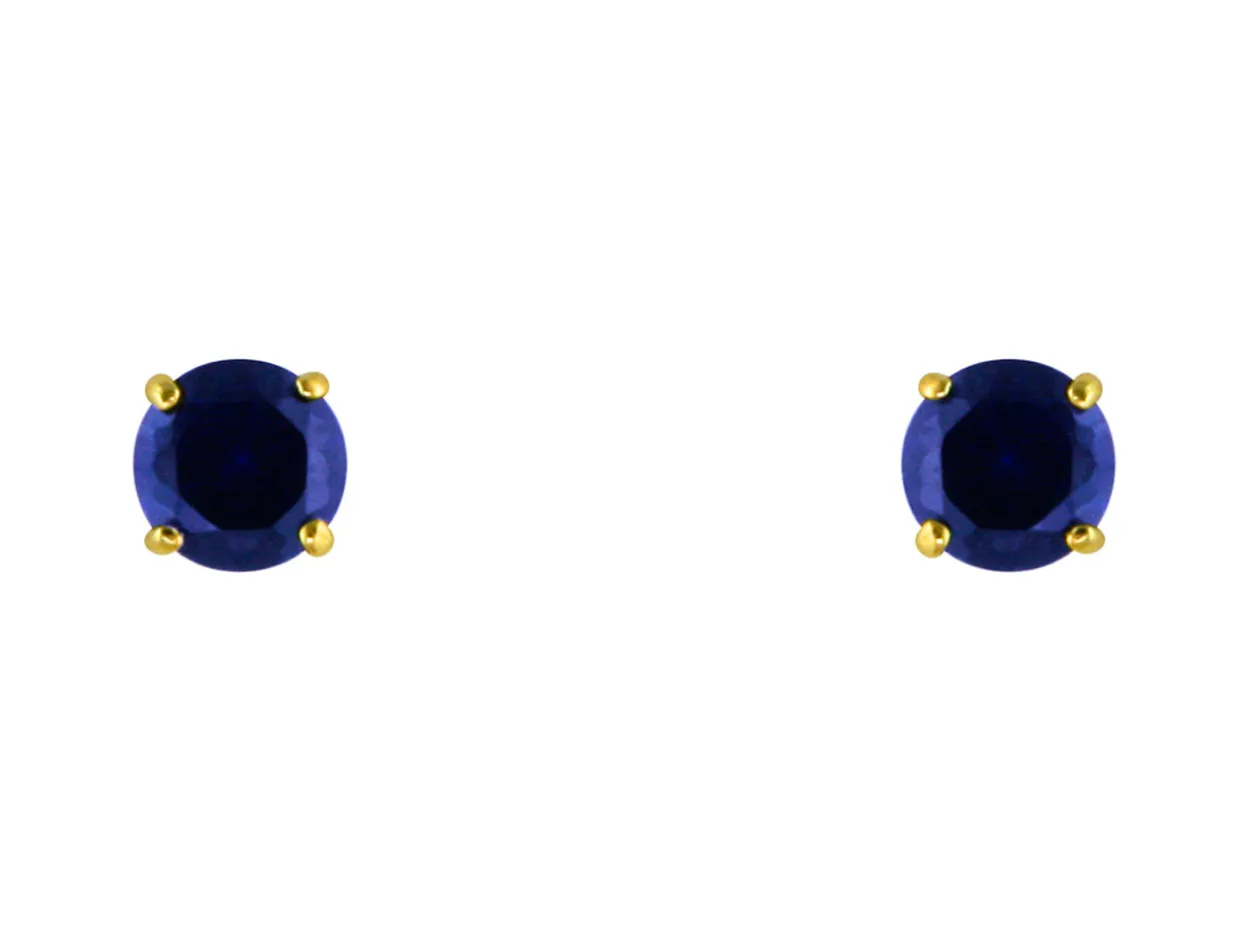 9ct Yellow Gold Birthstone Earrings 5mm Round Created Sapphire - September