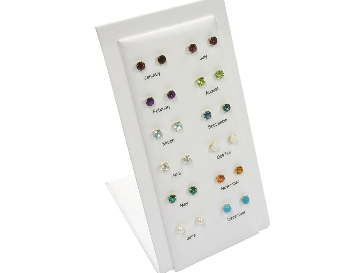 9ct Yellow Gold Birthstone Earrings 5mm Round Created Ruby - July