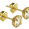 9ct Yellow Gold Birthstone Earrings 5mm Round White Topaz - April