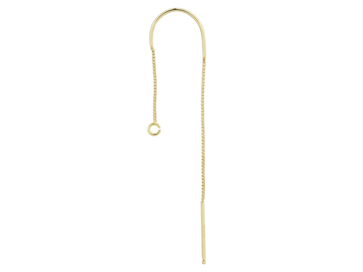 9ct Yellow Gold 1" Box Chain Ear Thread With Jump Ring