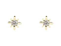 9ct Yellow Gold Celestial Design Stud Earrings With Cubic Zirconia