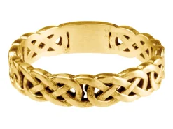9ct Yellow Gold Celtic Band Ring 4mm Wide Hallmarked Size O
