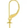 18ct Yellow Gold Continental Ear Wire, 3mm Cup, Plain Wire With A Drop Cup