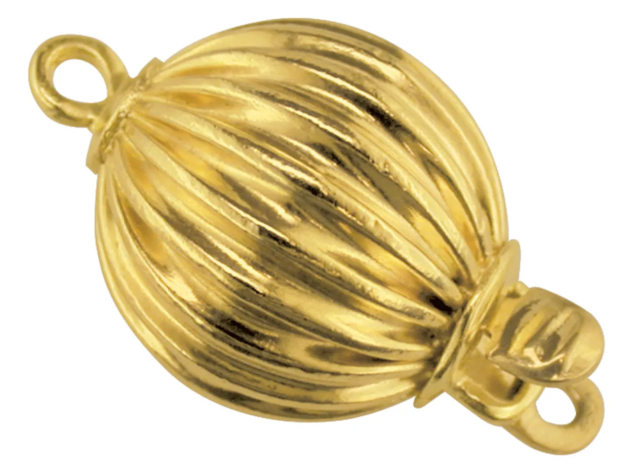 9ct Yellow Gold Corrugated Ball Clasp 10mm