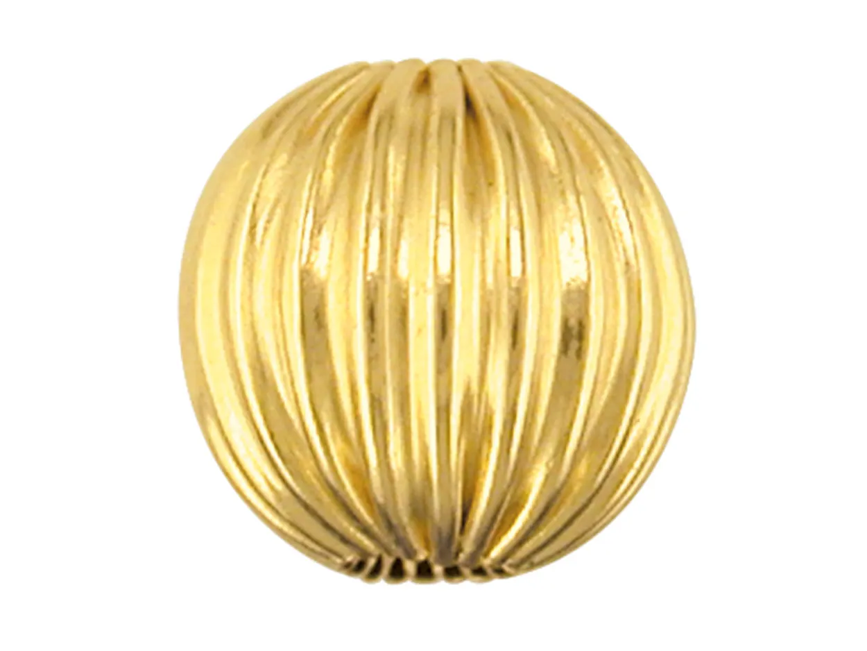 9ct Yellow Gold Corrugated Round 4mm 2 Hole Bead