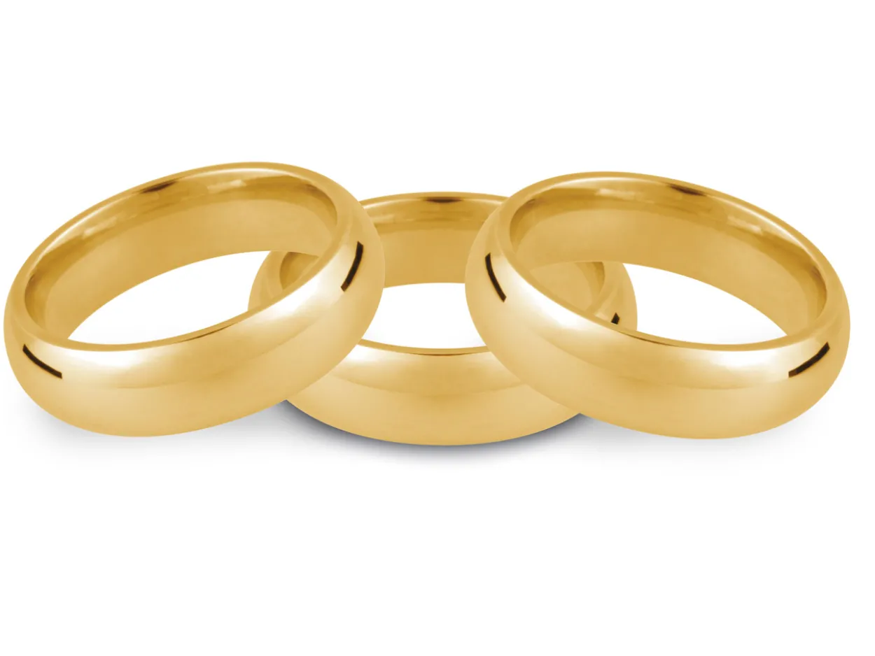 9ct Yellow Gold Court Wedding Ring 3.0mm, Size P, 2.8g Medium-weight, Hallmarked, Wall Thickness 1.54mm, 100% Recycled Gold