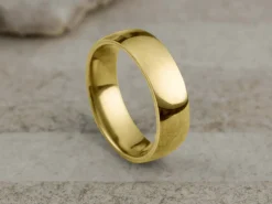 18ct Yellow Gold Court Wedding Ring 6.0mm, Size V, 4.70g Super Lightweight, Laser Hallmarked, Wall Thickness 2.0mm, 100% Recycled Gold