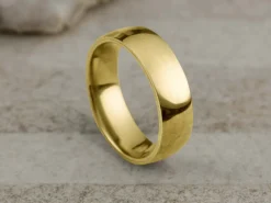 18ct Yellow Gold Court Wedding Ring 6.0mm, Size R, 4.40g Super Lightweight, Laser Hallmarked, Wall Thickness 2.0mm, 100% Recycled Gold