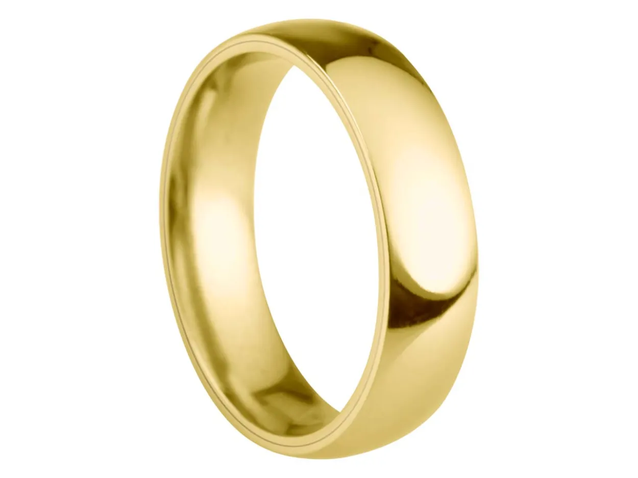 18ct Yellow Gold Court Wedding Ring 5.0mm, Size Z, 3.97g Super Lightweight, Laser Hallmarked, Wall Thickness 1.8mm, 100% Recycled Gold