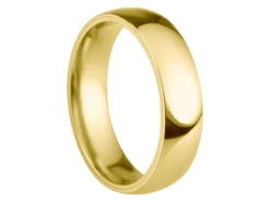 18ct Yellow Gold Court Wedding Ring 5.0mm, Size V, 3.74g Super Lightweight, Laser Hallmarked, Wall Thickness 1.8mm, 100% Recycled Gold