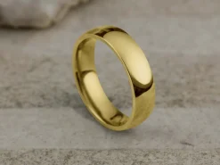 18ct Yellow Gold Court Wedding Ring 5.0mm, Size T, 3.62g Super Lightweight, Laser Hallmarked, Wall Thickness 1.8mm, 100% Recycled Gold