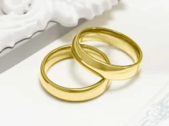 18ct Yellow Gold Court Wedding Ring 5.0mm, Size N, 3.26g Super Lightweight, Laser Hallmarked, Wall Thickness 1.8mm, 100% Recycled Gold