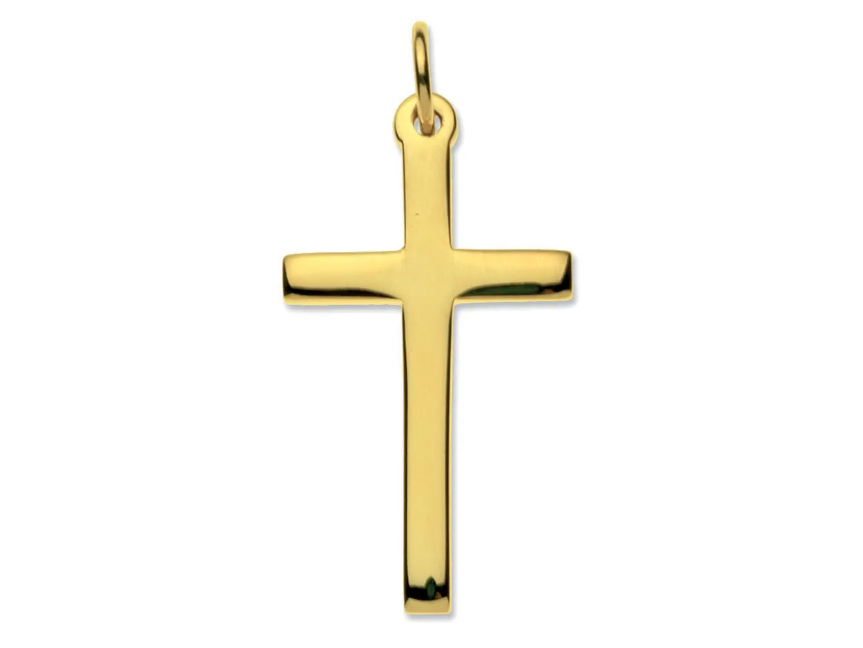 9ct Yellow Gold Cross, Small Heavy Latin Hallmarked