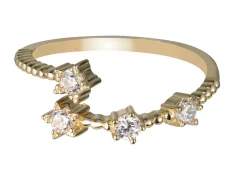 9ct Yellow Gold Cubic Zirconia Celestial Star Adjustable Ring Hallmarked