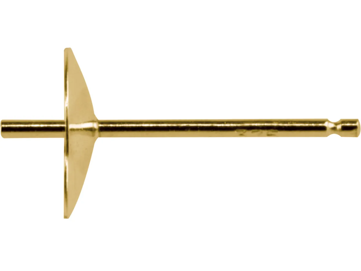 9ct Yellow Gold Cup Peg Post 4mm, 301
