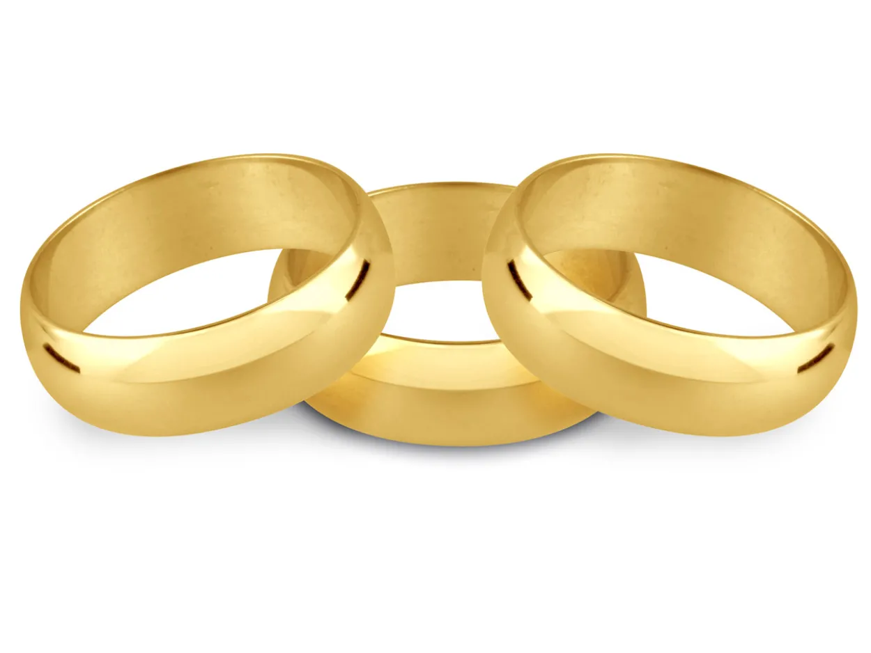 9ct Yellow Gold D Shape Wedding Ring 3.0mm, Size P, 2.9g Heavyweight, Hallmarked, Wall Thickness 1.61mm, 100% Recycled Gold