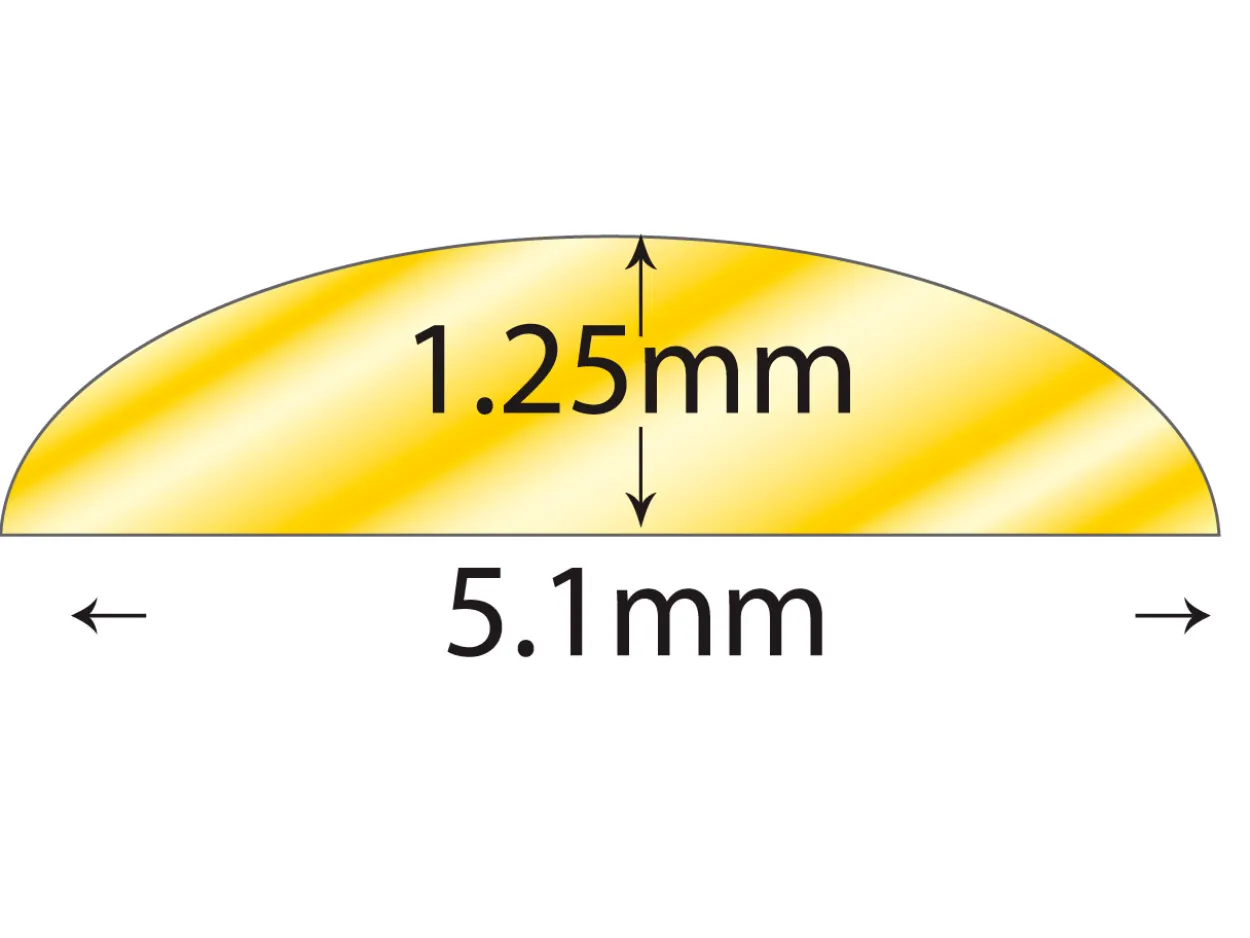 18ct Yellow Gold D Shape Wire 5.10mm X 1.25mm, 100% Recycled Gold