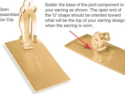 9ct Yellow Gold Ear Clip Flat Stamped Unassembled - Medium