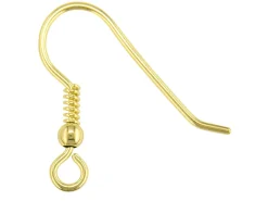9ct Yellow Gold Earring Hook Wire With Bead Lightweight