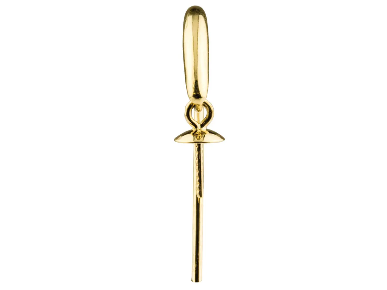 9ct Yellow Gold Earring Hook Wire With 4mm Cup Pack of 2