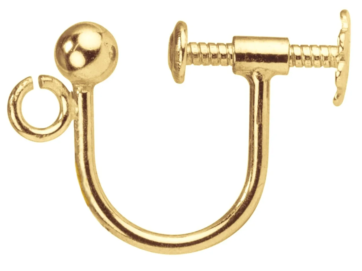 9ct Yellow Gold Ear Screw Bead And Ring 3mm, Round Wire, Unplannished Shank