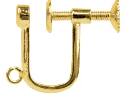 9ct Yellow Gold Ear Screw With Drop Fitting, For Non-pierced Ear, 3mm Flat Stud,with Open Ring