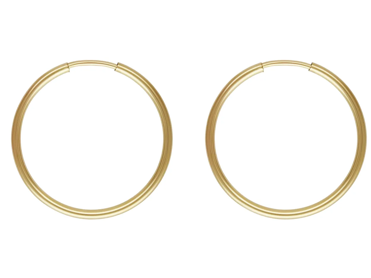 14ct Yellow Gold Filled 20.0mm Endless Hoops, Pack Of 2