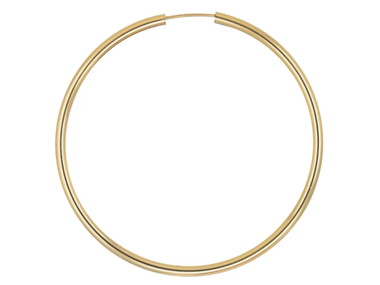 12ct Yellow Gold Filled 60mm Endless Sleeper Hoop Earring