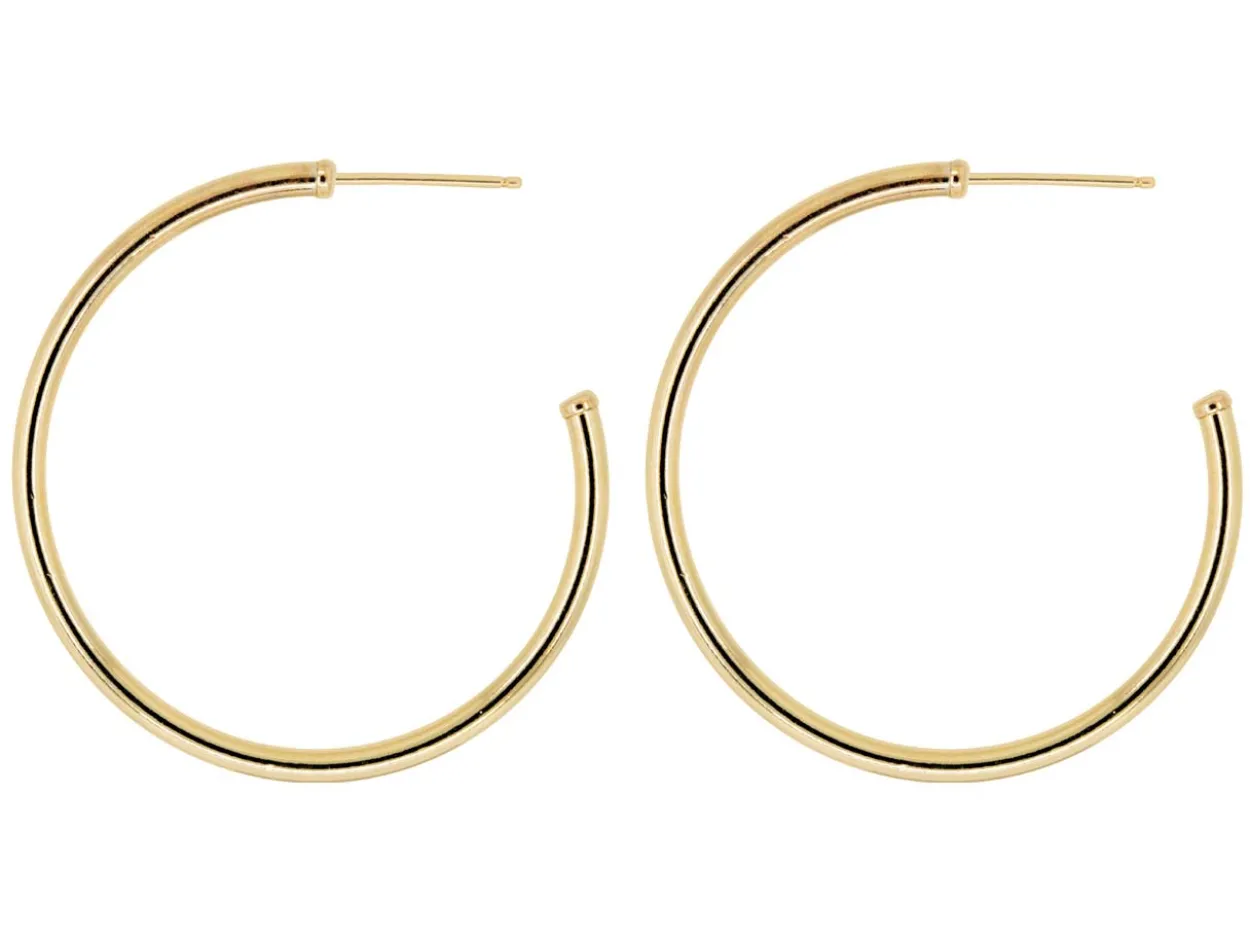 14ct Yellow Gold Filled 30.0mm Hoop Post Earrings, Pack Of 2
