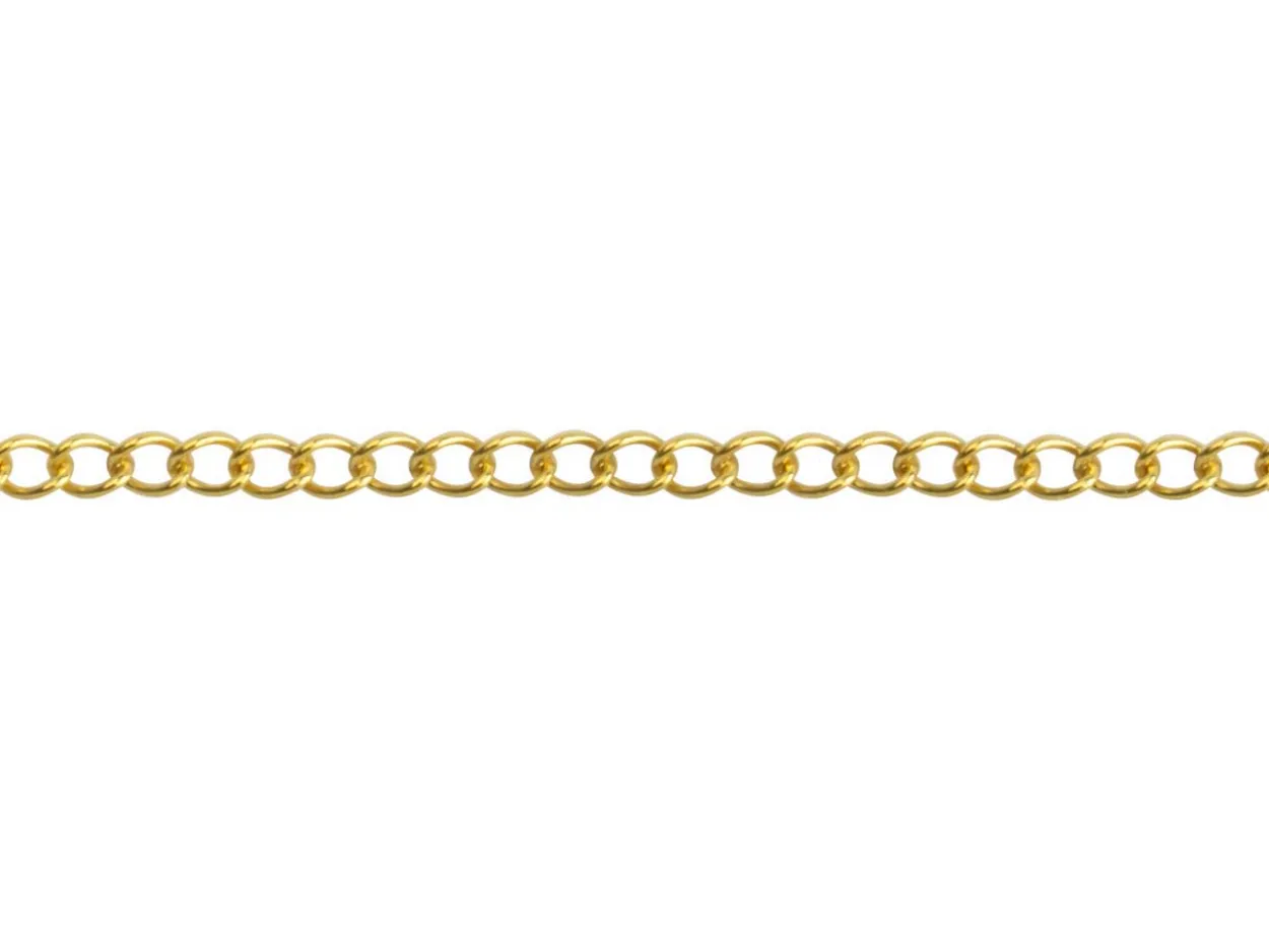 14ct Yellow Gold Filled 1.5mm Open Round Curb Chain 16"/40cm Unhallmarked