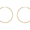 14ct Yellow Gold Filled 40mm Textured Endless Sleeper Hoop Earrings, Pack Of 2