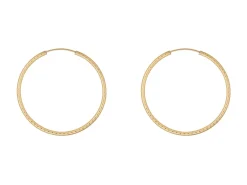 14ct Yellow Gold Filled 30mm Textured Endless Sleeper Hoop Earrings, Pack Of 2