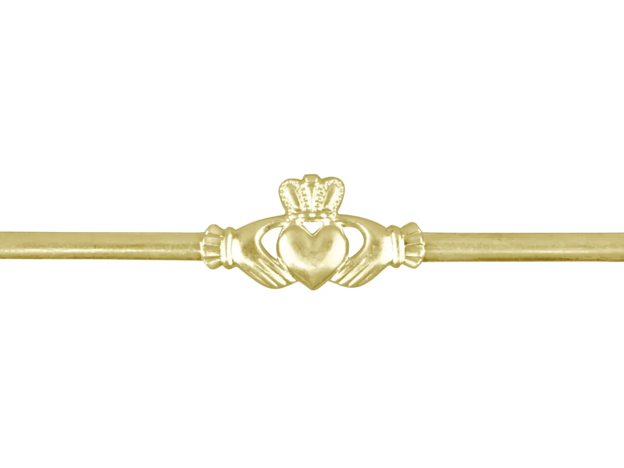 9ct Yellow Gold Flat Ring Df8380 1.50mm Hallmarked Embossed Ladies Claddagh, 100% Recycled Gold