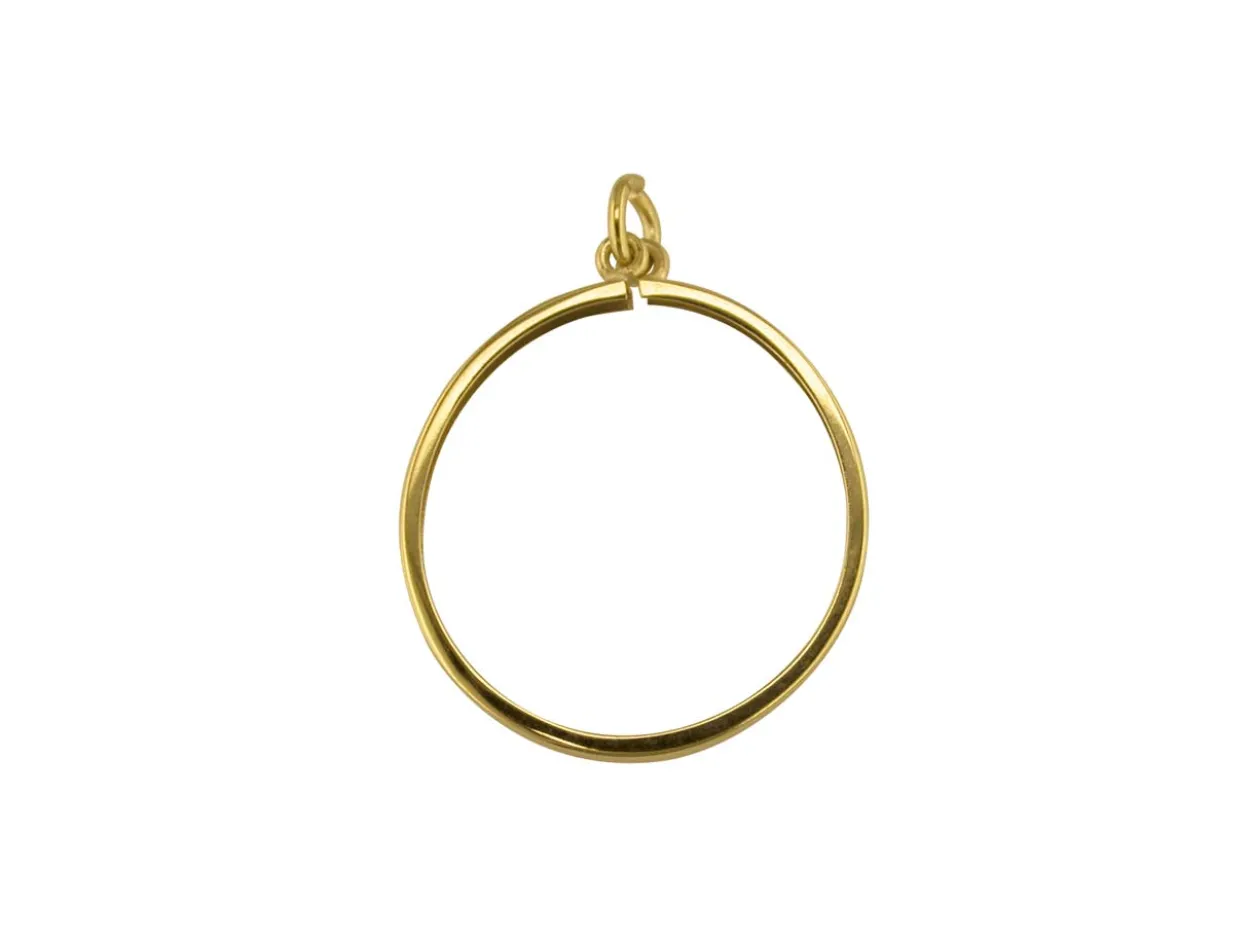 9ct Yellow Gold Full Sov/1/4 Krug Plain Pendant Mount, 100% Recycled Gold