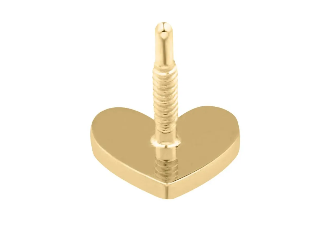 9ct Yellow Gold Heart Labret Post 4mm