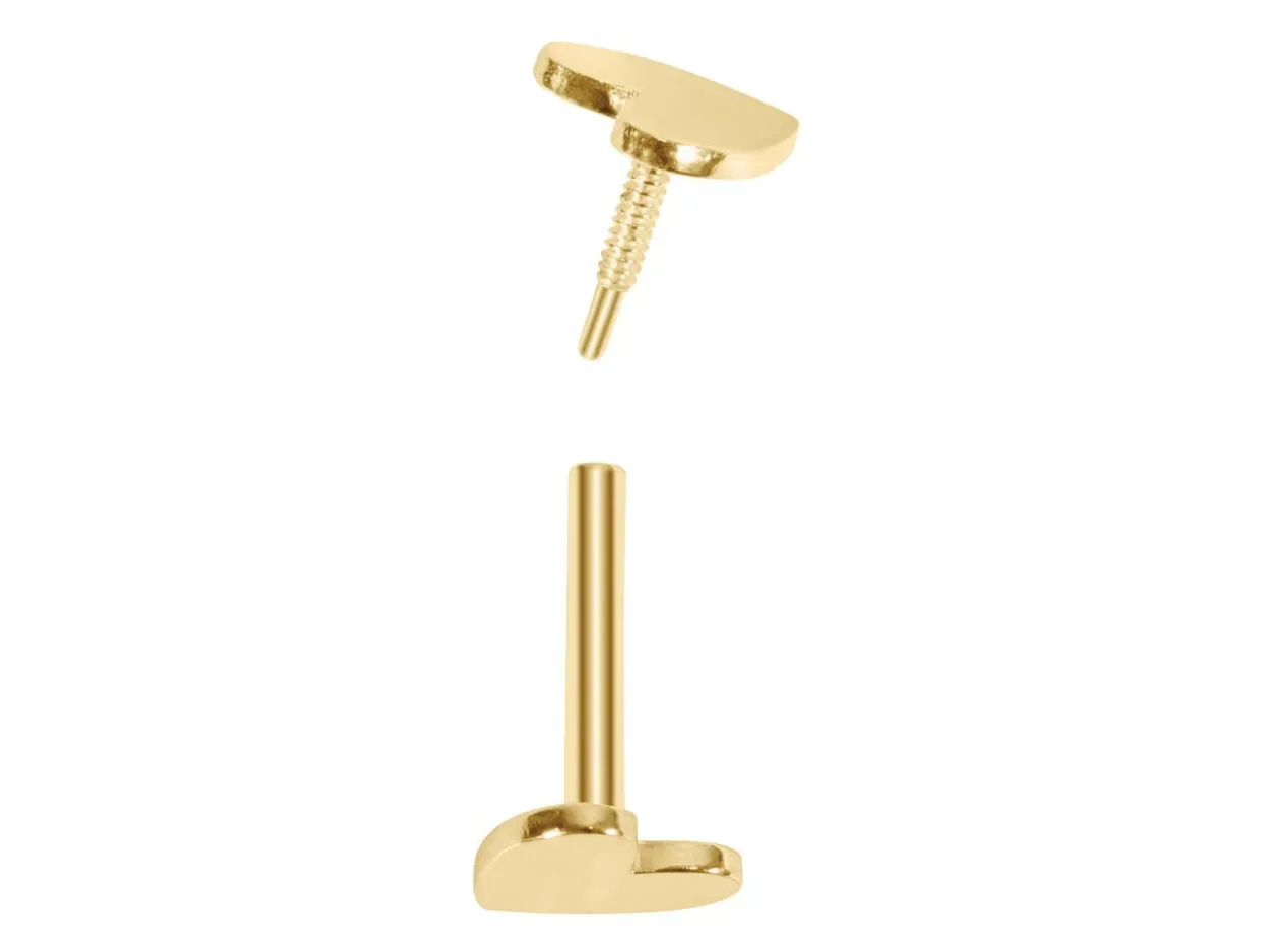9ct Yellow Gold Heart Labret Post 4mm