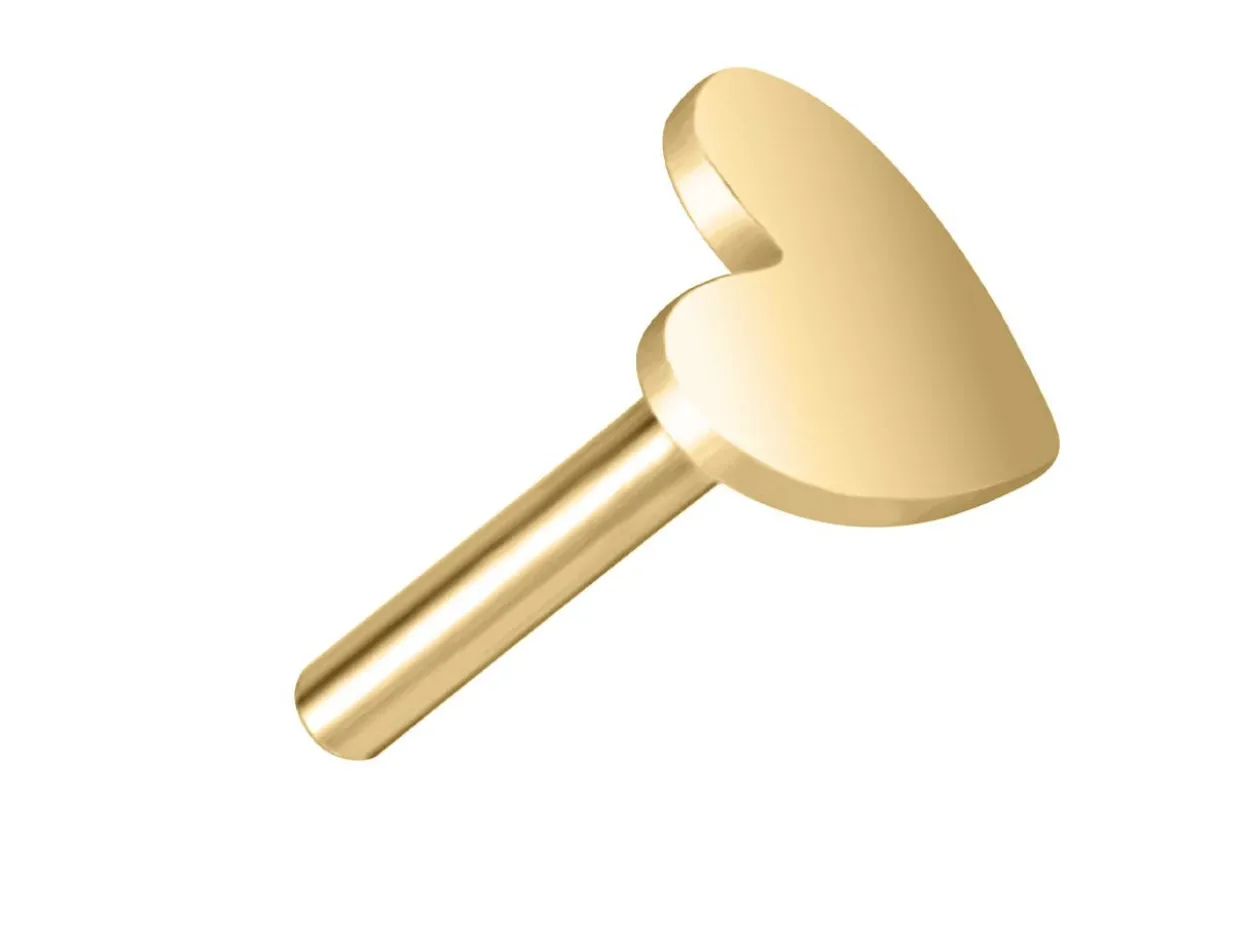 9ct Yellow Gold Heart Labret Tube 4.5mm