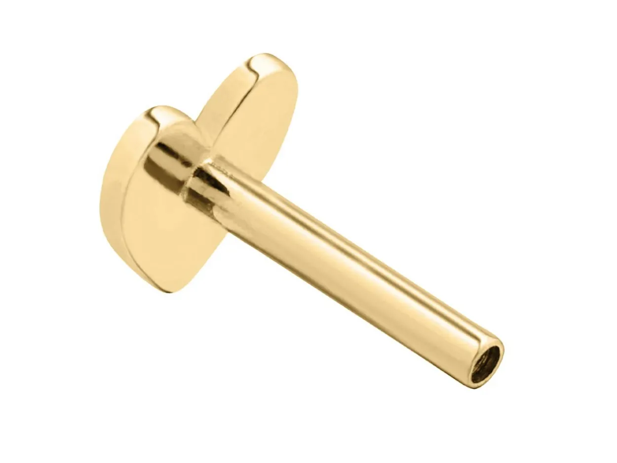 9ct Yellow Gold Heart Labret Tube 4.5mm